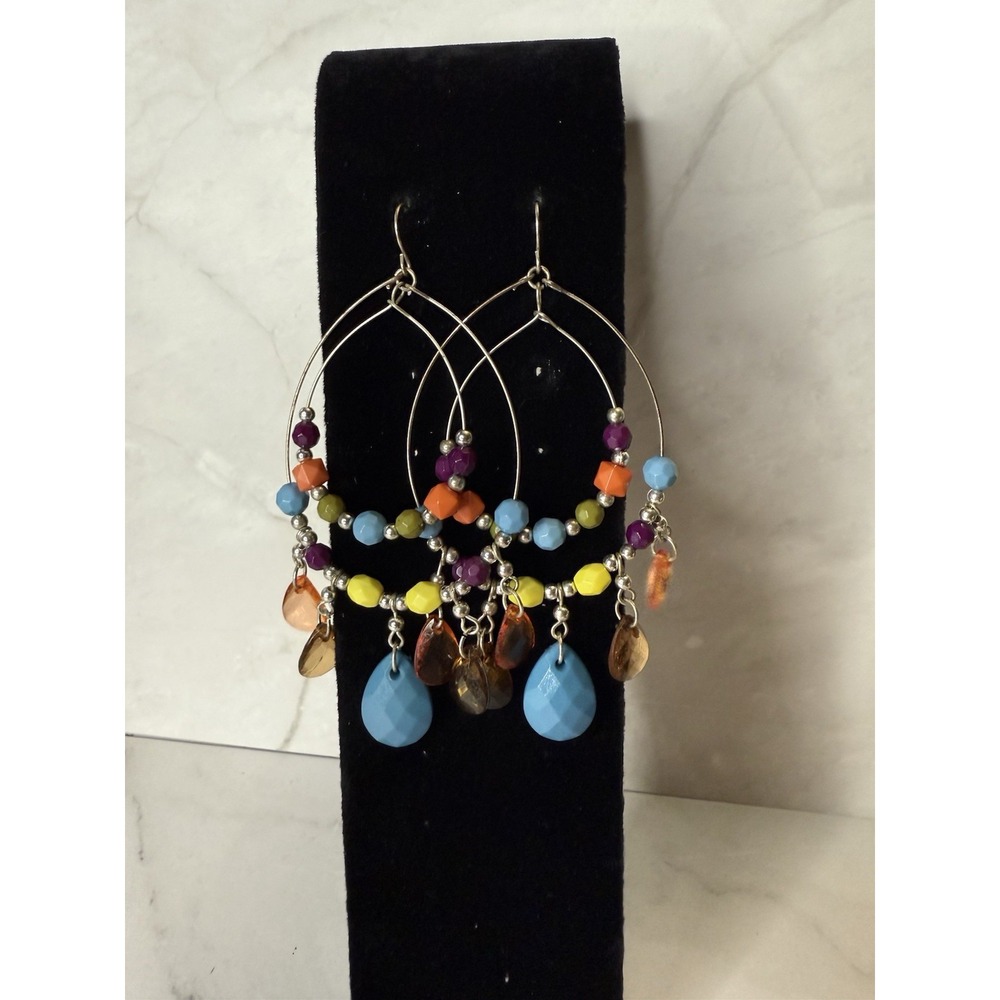 beaded dangle earrings multi colored‎